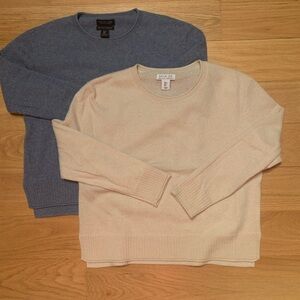 Rachel Zoe Blue and Cream Crew Neck Sweaters
